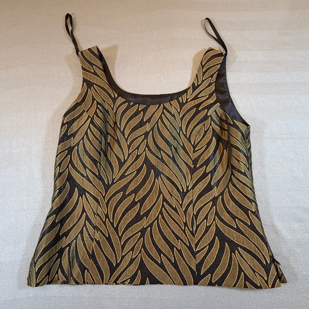 Jessica Howard Petite Metallic Brocade Blazer & Camisole Gold Black Size 6P 2499